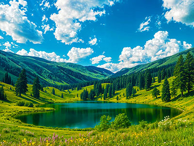 Lake Within Greenery